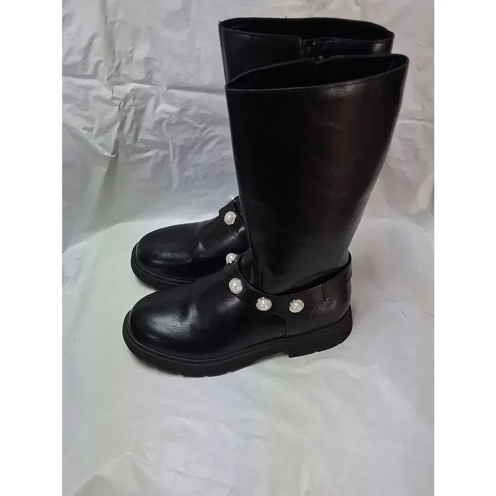 Sonoma Black Pearl-Embellished Girl's Mid-Calf Boots Sz 2 NWOT